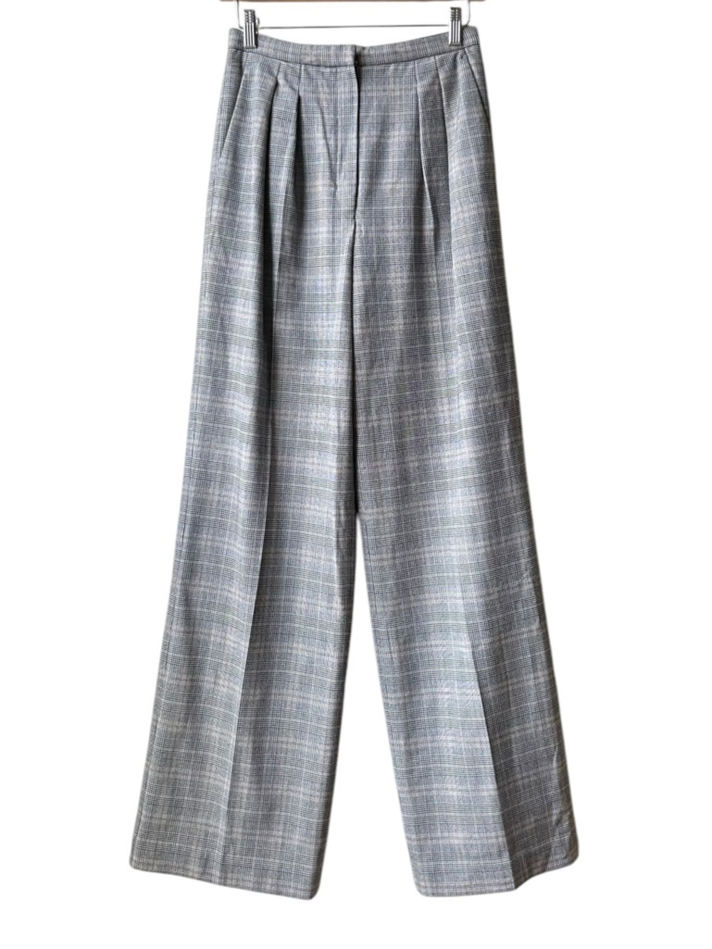 Aritzia Babaton Grey Cascade Plaid Pants High Rise Wide Leg Sz 6 - Picture 4 of 15
